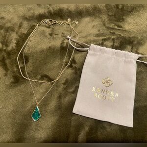 Kendra Scott double necklace with green pendant